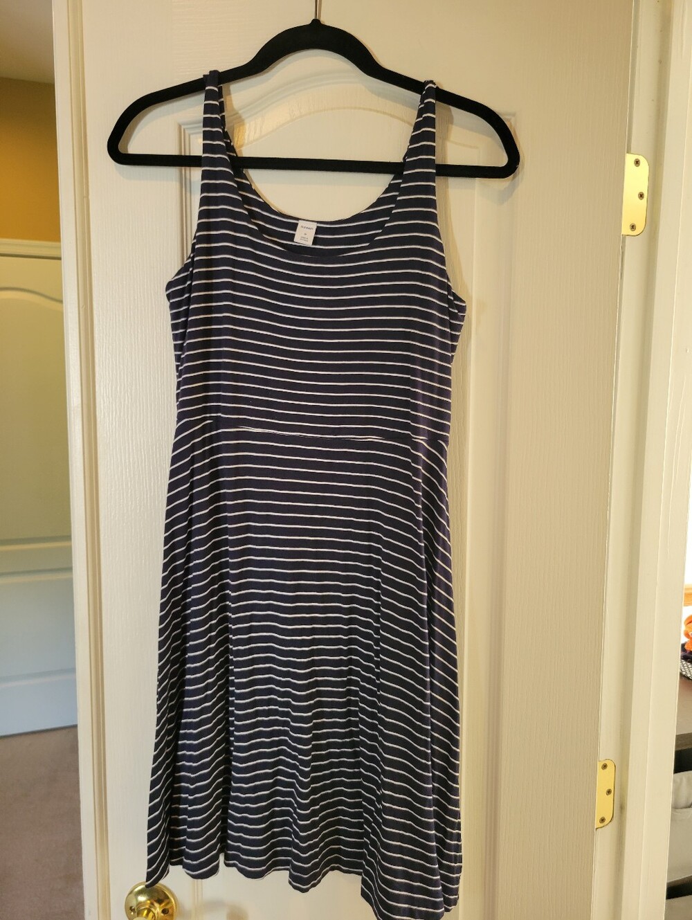 Old Navy Striped Knit Tank Sundress M Medium Navy Blue White Scoop Neck Casual